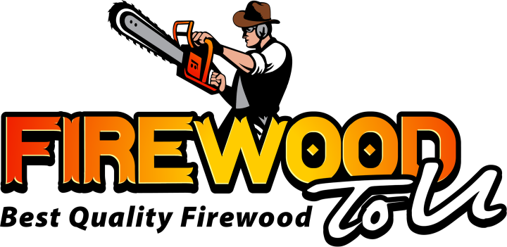 The Firewood To U logo featuring a chainsaw wielding lumberjack